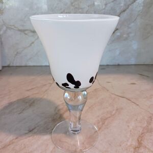 Murano Martini Drinking Glass Handblown WHITE BROWN Spots Art Deco Bareware VNT